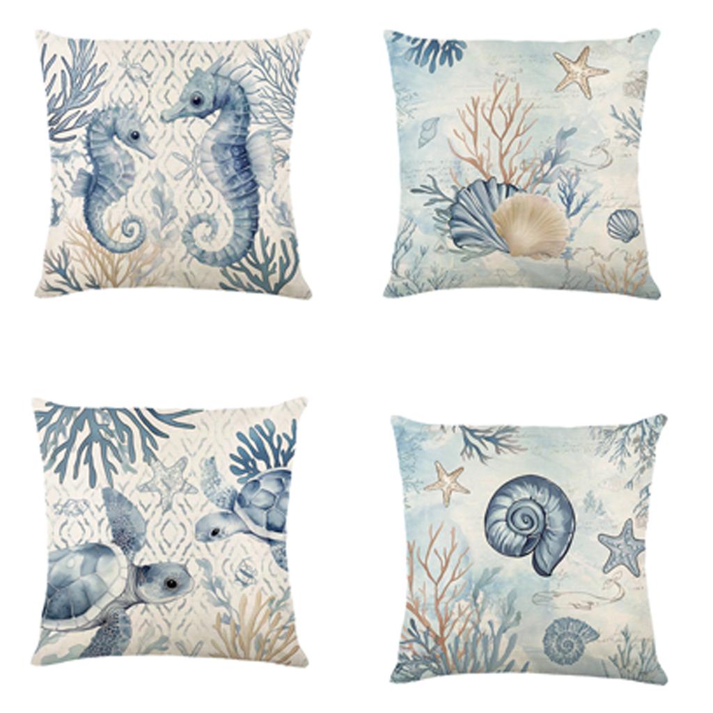 Наволочка Летняя наволочка из льна с изображением океана, наволочка с изображением океана, наволочка для дивана и подушки для спальни