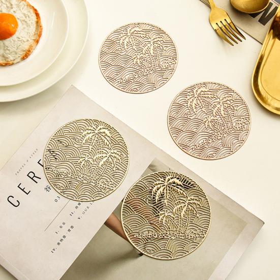 Коврик для чаши стильный блестящий прочный коврик для стола ПВХ полый коврик для украшения обеденного стола коврик для чашки для офиса