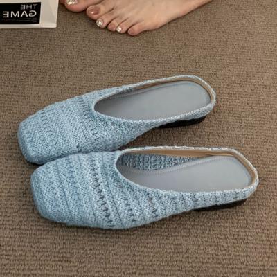 Модная Плетеная Женская Обувь Без Каблука, Тапочки, Элегантные Мелкие Мюли, Летние Новые Модные Шлепанцы 2025, Удобные Мягкие Сандалии для Ходьбы