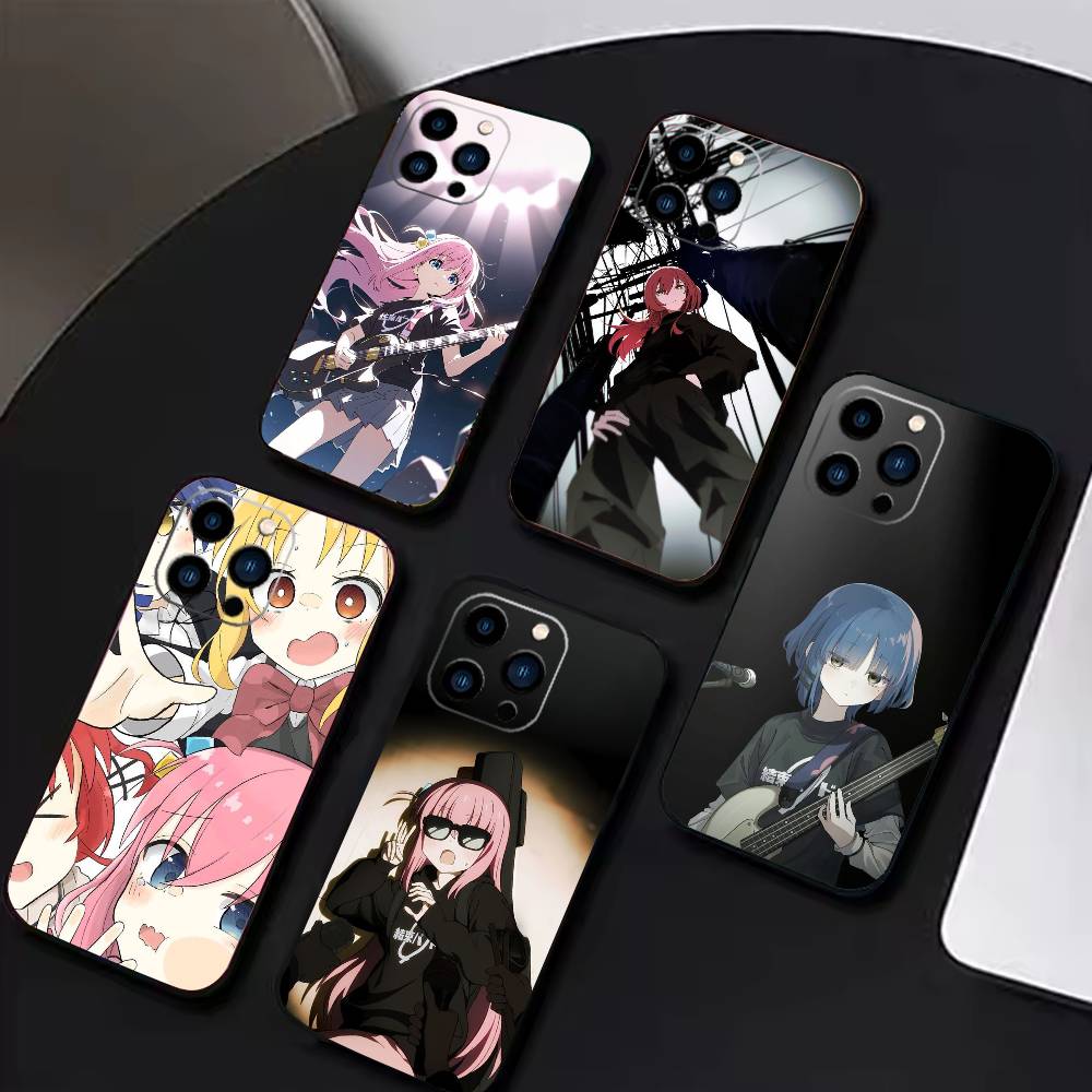 B-Bocchi The Rock Phone Case For iPhone 16,15,14,13,12,17,Pro Max,Plus Silicone Black Case
