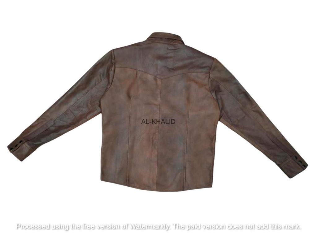 Стильная мужская рубашка ручной работы для вечеринки, коричневая, официальная, повседневная, 100% овечья кожа