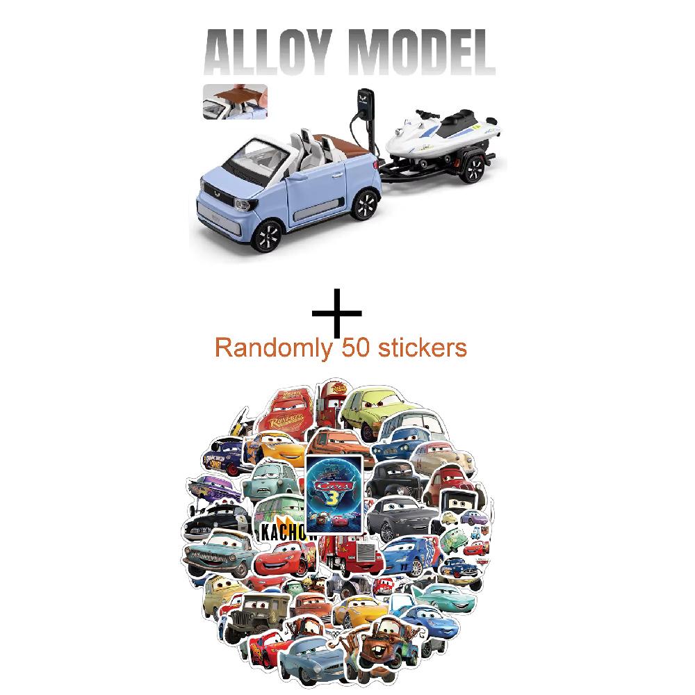 1:24 WULING Station Wagon HONGGUANG MINIEV Car Model Toy Alloy Diecast Motorboat Models Sound Light Home Decor Decoration