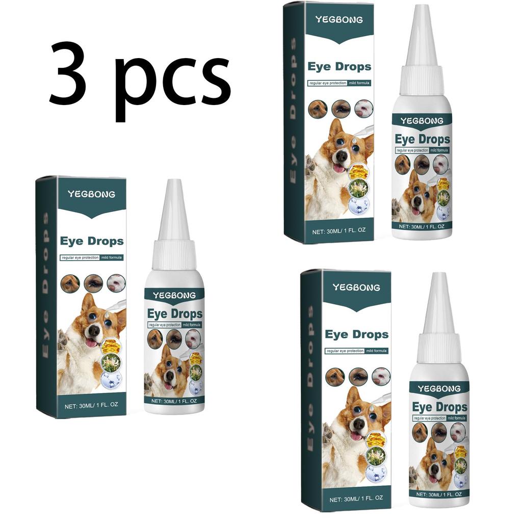 YEGBONG Капли для глаз для домашних животных, подходят для кошек и собак, удаляют слезные дорожки, очищают глазные выделения и глазную слизь, уход за глазами домашних животных, глазная промывка 30 мл/коробка