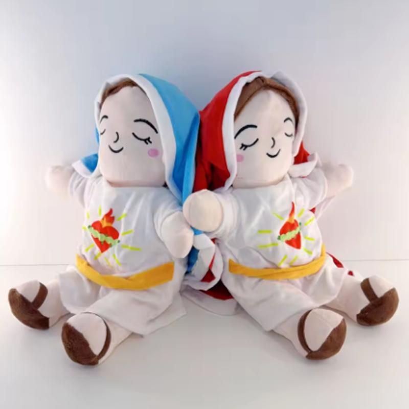 Hot Children Music Soothing Breathing Doll Jesus Plush Toy Sleep Companion Toy Sound And Light Doll Holiday Gifts For Kids