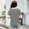 Summer Women's Embroidery Slim Slim Striped Lapel Short Sleeve T-shirt
