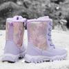 Winter Children's and Girls' Plus Size Anti Slip Wear-resistant Fashionable Warm and Plush High Top Snow Boots Cotton Boots 31-40