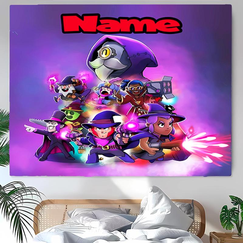 Personalized Brawl Stars Background Tapestry,Custom Name Birthday Party,Multifunctional Wall Decoration for Home Decor,Various Occasions