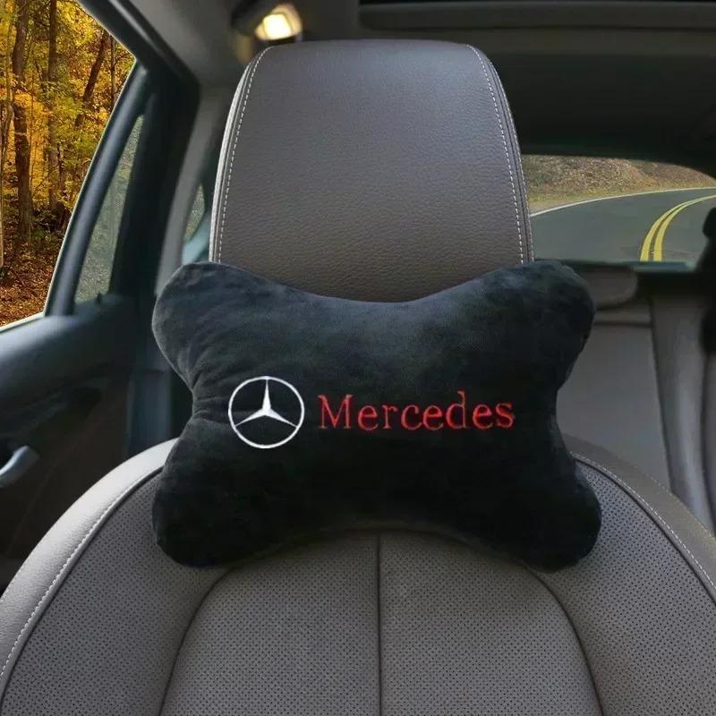 CSE1 Car Headrest Cover Auto Seat Cover Head Neck Rest Cushion Neck Pillow Seat Cover for Mercedes Benz New B/C/E GLC GLK CLA GLA