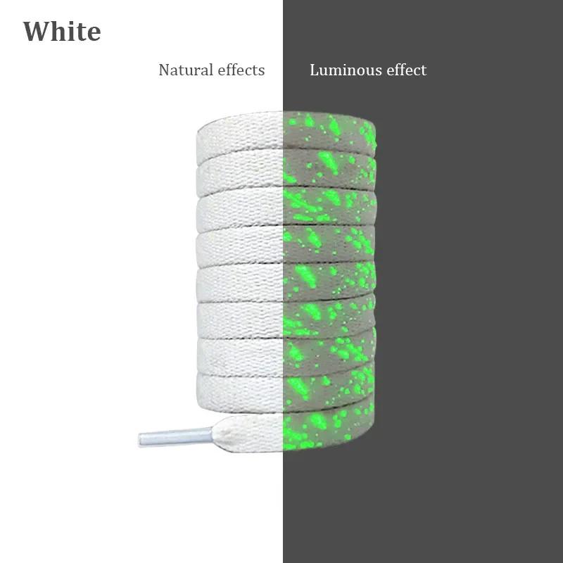 Flat Luminous Shoelaces for Sneakers Fluorescent Glow-in-the-dark Printing Cashew Flower Splash Ink Shoe Laces for Woman Man