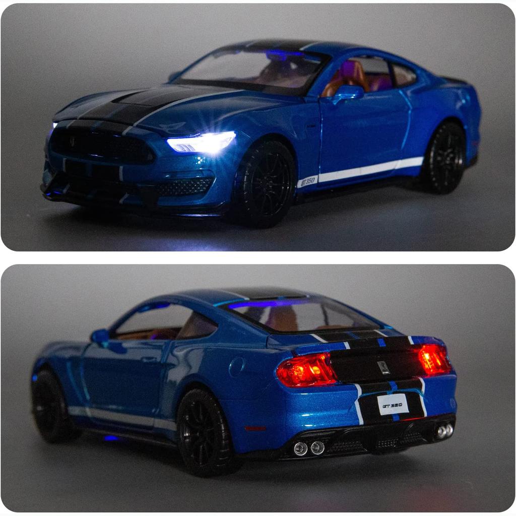 Масштаб 1/32 Shelby GT350, литая под давлением модель автомобиля, игрушечная машинка с откатным механизмом со звуком и светом для мальчиков и девочек, подарок