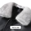 Men's Genuine Sheepskin Goose Down Leather Jacket with Mink Fur Collar