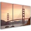 Three Piece Picture Canvas Print Golden Gate Bridge San Francisco