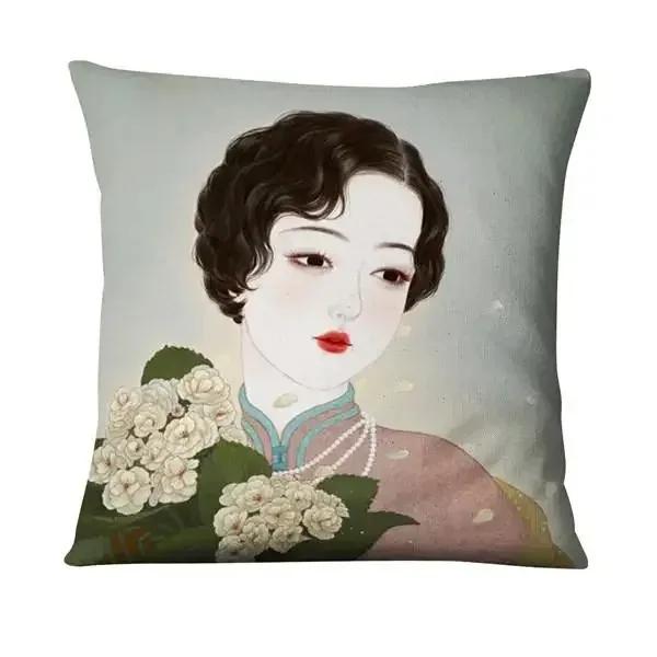Neoclassical Girl Art Print Decorative Throw Pillow Cover Home Decor Bedroom Room Living Room Sofa Cushion Cover