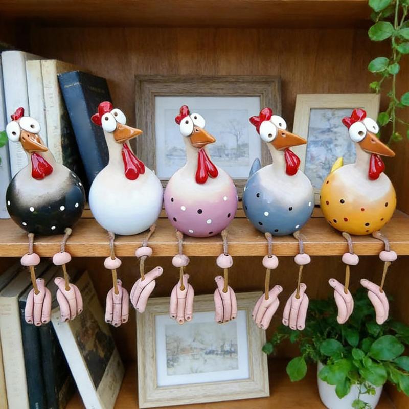 Забавная Курица с Большими Глазами и Длинными Ногами Декоративное Украшение Петух Фигурка Смола Животное Статуя Сад Двор Украшение Домашний Декор