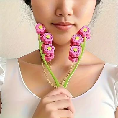 1 шт. Цветочный ролик для массажа лица Роза Цветок V-образный массажер для лица Ролик-массажер Подтягивающий и укрепляющий инструмент для массажа лица