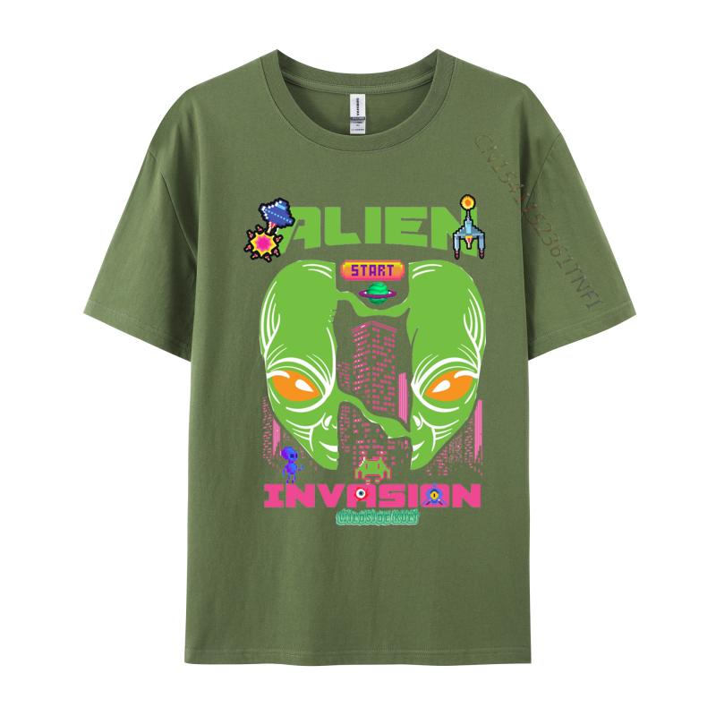 Brand Unisex T Shirt Printed Customized Top Tshirts Alien invasion retro T Shirts Round Collar Free Shipping