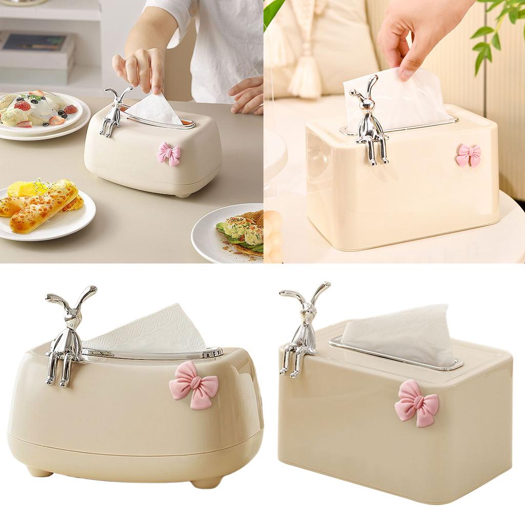 Unique Plastic Tissue Container Paper Towel Stand Tissues Dispenser with Spring Rabbit Napkin Box Cute Paper Container