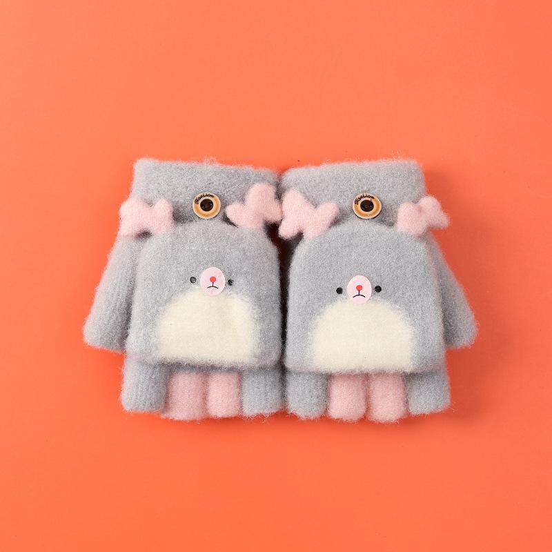 Новые детские перчатки Xuehuaxiu для тепла, милые мультяшные откидные вязаные перчатки для детского сада, оптом