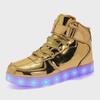 Gold and Silver LED High-Top Shoes - Colorful Flashing Light Shoes for Adults In Large Sizes