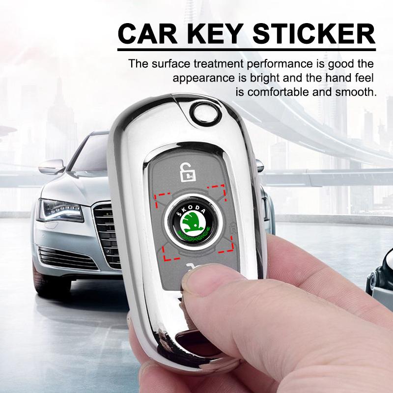 2/5/10Pcs 14MM Remote Car Key Stickers Emblem Accessories for Skoda S Skoda Kodiaq Fabia Kamiq Karoq Octavia 3 A5 A7 Scala R Accessories