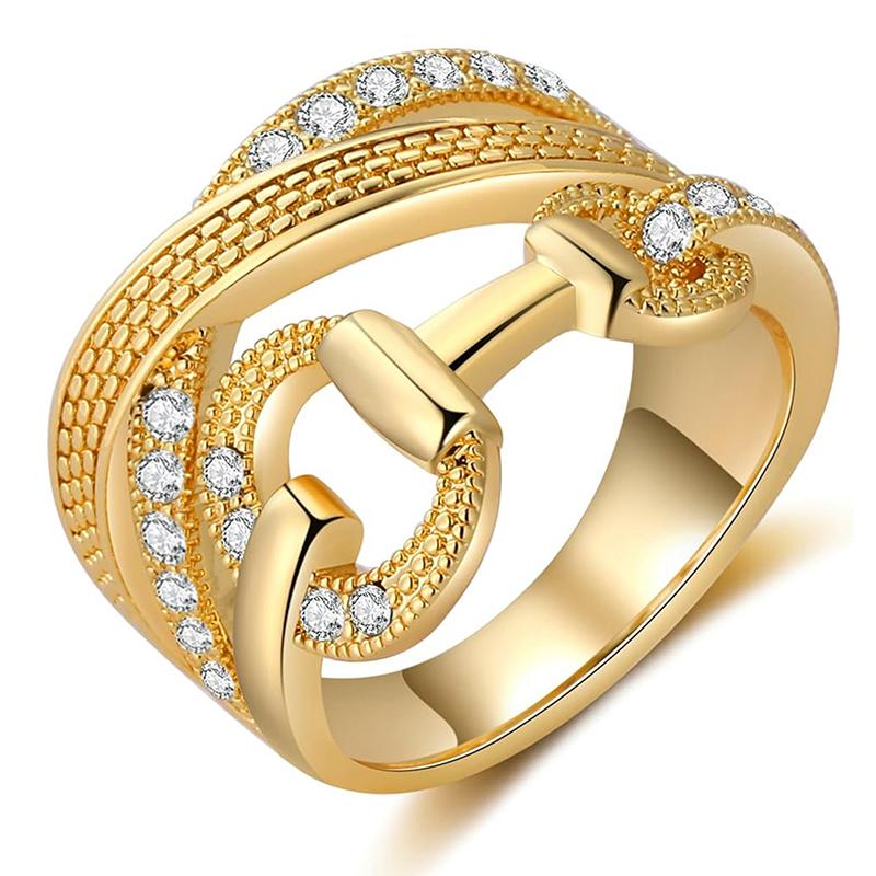 Huitan Novel Irregular Knot Design Rings Female Exquisite Dazzling Cubic Zirconia Accessory Delicate Brilliant Zircon for Party