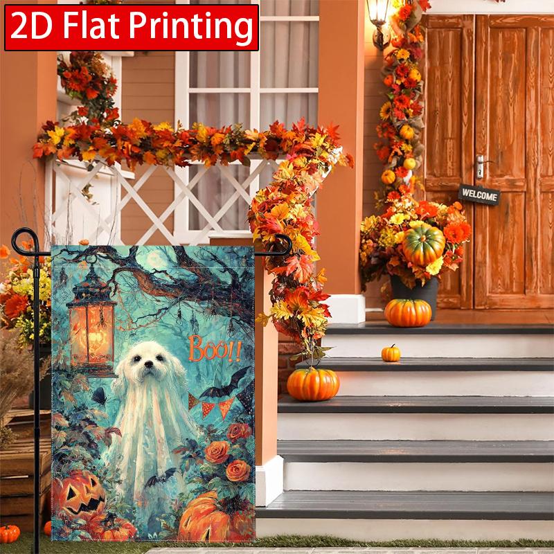 2D Flat, 2D FlatHalloween Bat Garden Flag_3-28x40 Inch Outdoor Garden Flag Double-sided Home Decoration Courtyard Decoration Outdoor Decoration Lawn D