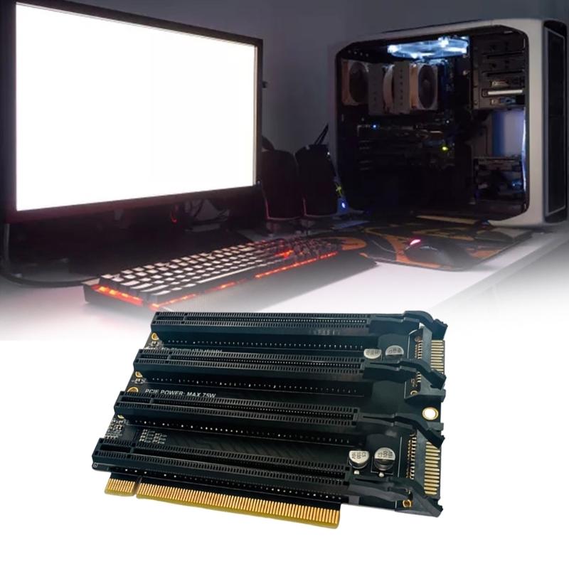 PCIe-Bifurcation x16 to x4x4x4x4 Плата расширения PCIE3.0 x16 1 to 4 Gen3 Адаптерная карта A Порт питания Раздельная карта ПК