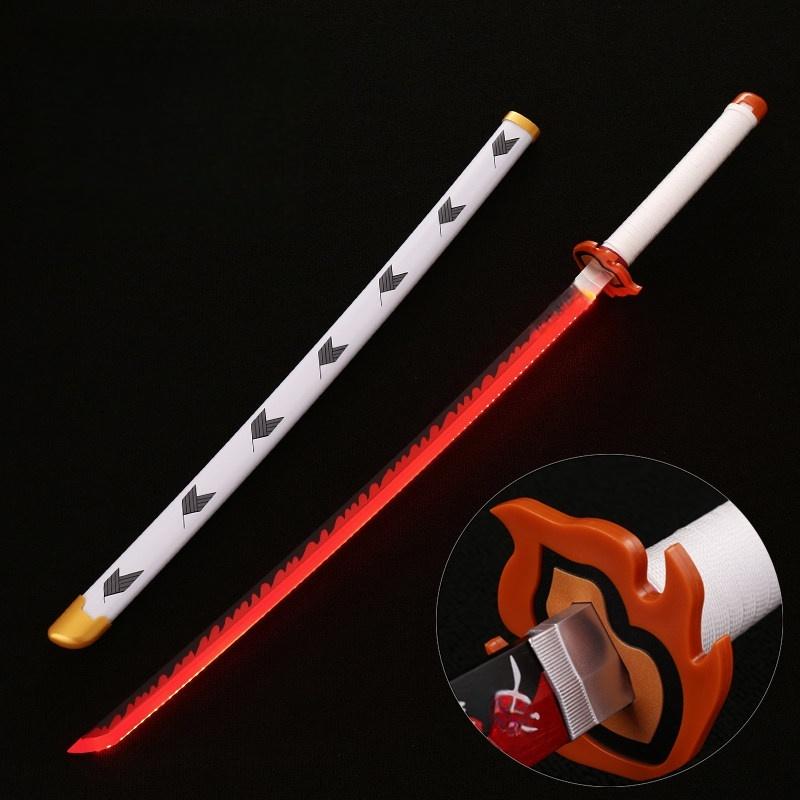 39inch Luminous Katana Tanjirou Giyuu LED Light Sword Real Japanese Samurai Sabre Cosplay Prop Home Decor Toy Gift