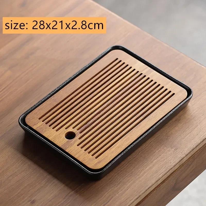 Traditional Ceramics Round Tea Tray Water Storage Household Trays Decorative Bamboo Tea Board Chinese Tea Set Accessories