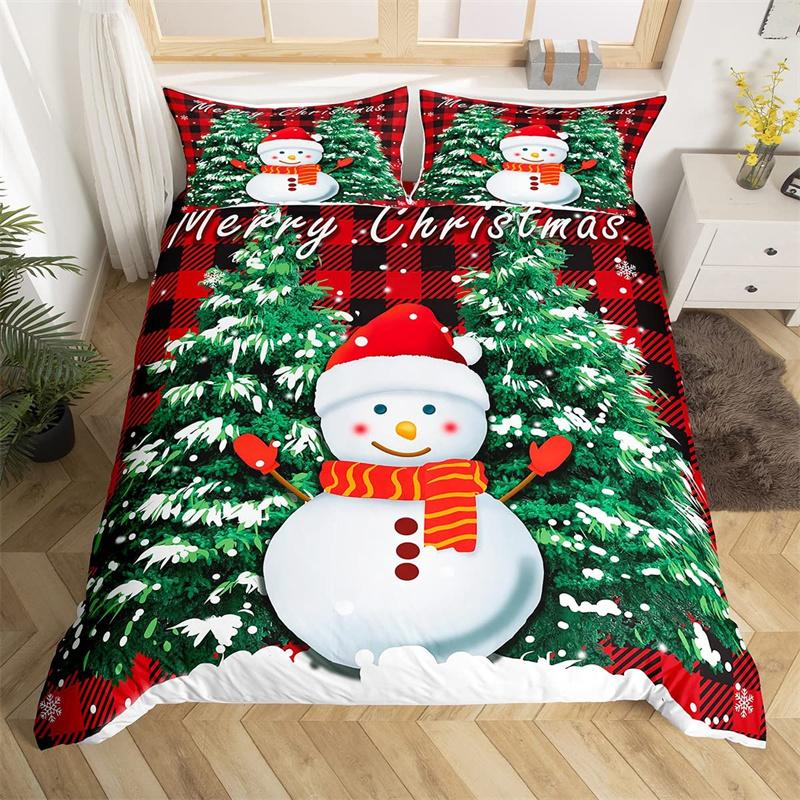 Merry Christmas Duvet Cover Deer Elk Red Bedding Set For Boys Girl Happy New Year Comforter Cover Winter Holiday Bedspread Cover