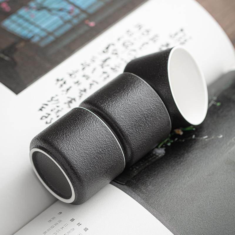 Black Ceramic Teacup Handmade Porcelain Tea Cup Tea Accessories Home Master Cup Portable Tea Set Meditation Cup