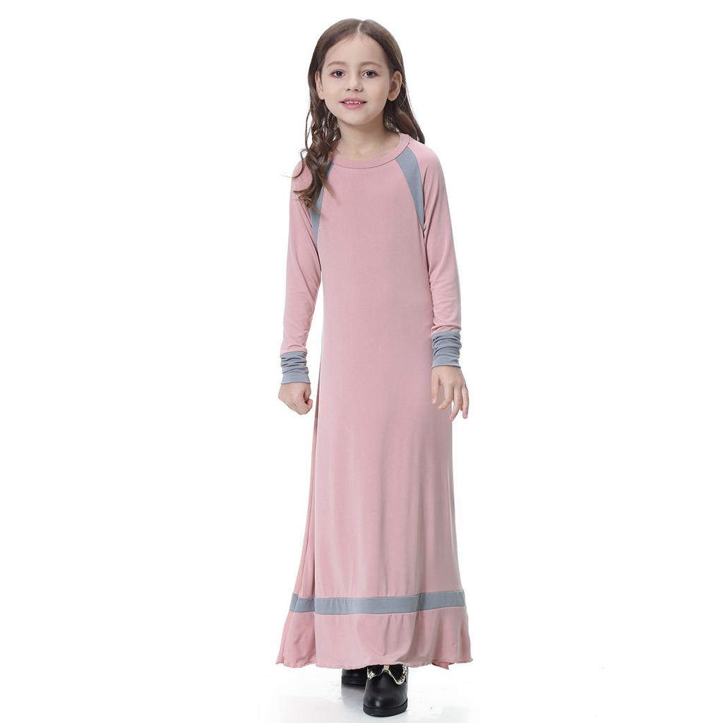 Цветное лоскутное платье для мусульманских девочек, традиционное детское длинное платье Абая, исламское Дубай, арабское длинное платье