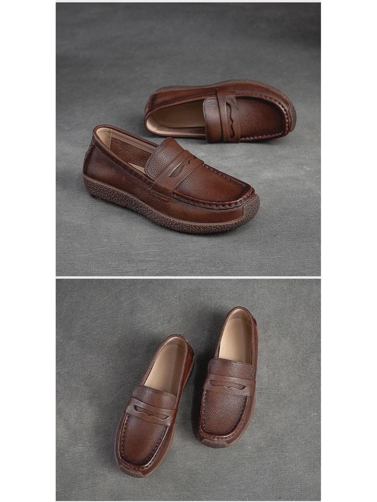 Шанхай Цзечу весна 2023 ретро плоские женские туфли из коровьей кожи