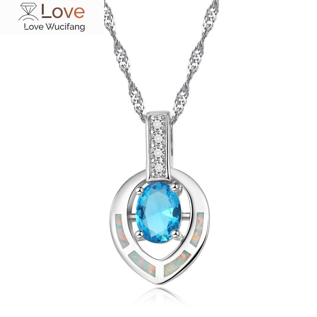 Pure Sterling Silver 925 Opal Stone Waterdrop Pendant Collar Necklace For Women Birthday Valentine Gift Jewelry High Quality