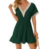 Women's  Sexy Slim V Neck High Waist Pleated Hip Cover Short  Sleeve Dress