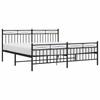 Metal Bed Frame with Headboard and Footboard Black 183 x 213 cm