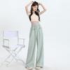 High Waist Wide Leg Pants Chic Straight Leg Pants Fashion Casual Stripe Long Pants  Girls