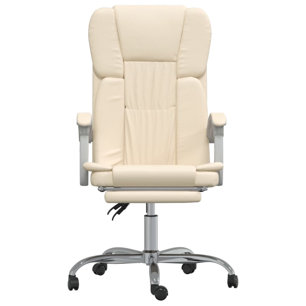Office Chair with Reclining Function Cream Faux Leather