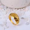 Engraved Gold Plated Dome Ring | Intricate Floral Band Ring | Vintage Style Brass Statement Jewelry for Women