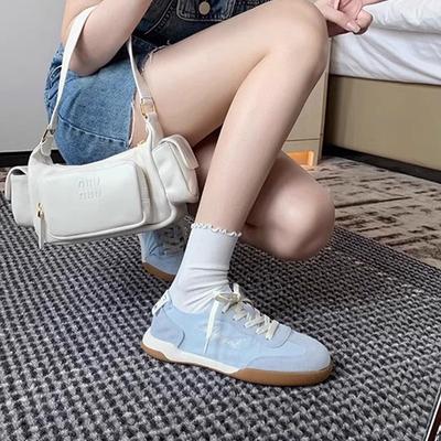 Дышащие балетки женские весна и лето новая расцветка круглый носок на шнуровке повседневные спортивные