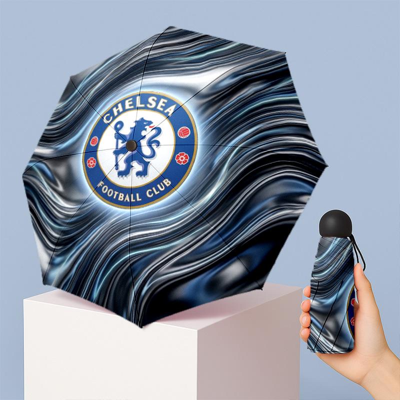 Chelsea FC Узор Печатный Мини 5 Сложений 8 Спиц Компактный Зонт Ветрозащитный Водонепроницаемый Легкий Портативный Складной