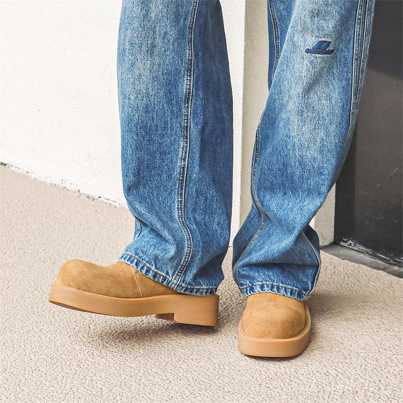 Туфли дерби мужские 2024 весна новые Микки большая голова толстая подошва увеличивающая высоту низкий верх круглый нос модные кожаные туфли 57321-J