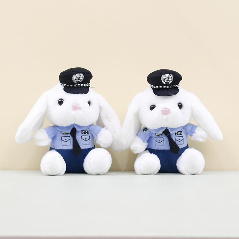 Adorable Plush Police Rabbit Keychain Soft Stuffed Animal For Kids 13cm