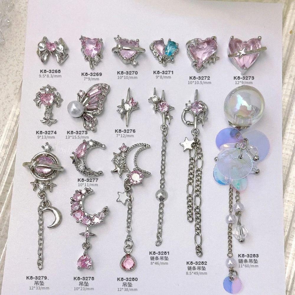 Japanese Style Pink Jewel Nails Decor Light Luxury Butterfly Nail Pendants Nail Decor Pendant Lady