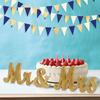 30Ft Navy Blue Gold and Beige Party Decorations Royal Blue Gold Triangle Flag Pennant Banner Bunting for Graduation Birthday Wedding Bridal Shower