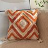 Embroidered Pillowcase Tufted Embroidery Cushion Cover with Tassels Cotton Linen Decorative Pillow Case for Sofa Bed Car