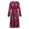 Summer Women's V-Neck Loose Fitting Long Dress Long Sleeve High Waist  Printed Midi Dress With Independent Elastic Waistband