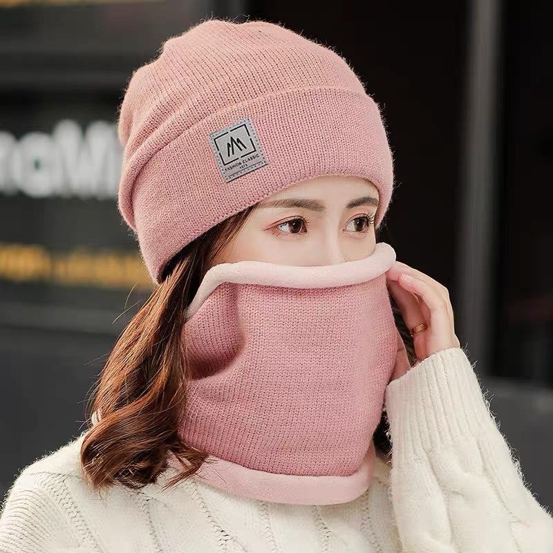 Winter Hat, Scarf, Two-piece Set, Women's Warm and Cold-proof Wool Hat, Knitted Hat, Men's Autumn and Winter Versatile Cycling Split Hat