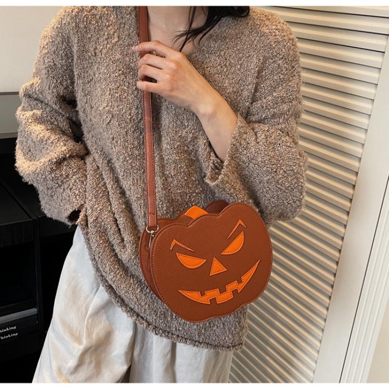 Pumpkin Crossbody Bag For Women Pumpkin Shoulder Bag Female Halloween Bag Pu Leather Demon Messenger Bag Halloween Shopper Bag