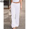 Women's Fashion Casual Solid Color Print High Waist Trousers Pants & Capris